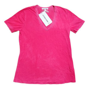 NWT $80 COTTON CITIZEN Standard V Neck Tee Supima Size Small Pink Seasonal Wash